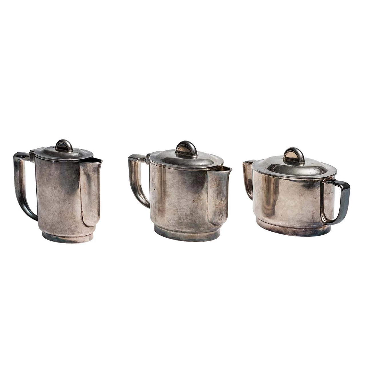 Silver-plated coffee pot, cream jug and sugar bowl by Giò Ponti and Arthur Krupp Berndorf, 1930s 1