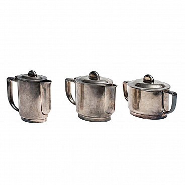 Caffettiera, lattiera e zuccheriera placcate in argento di Giò Ponti e Arthur Krupp Berndorf, anni '30