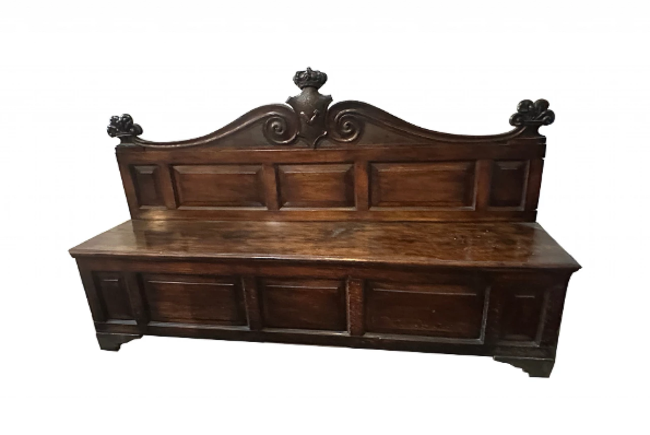 Louis Philippe carved walnut bench, mid-19th century 1