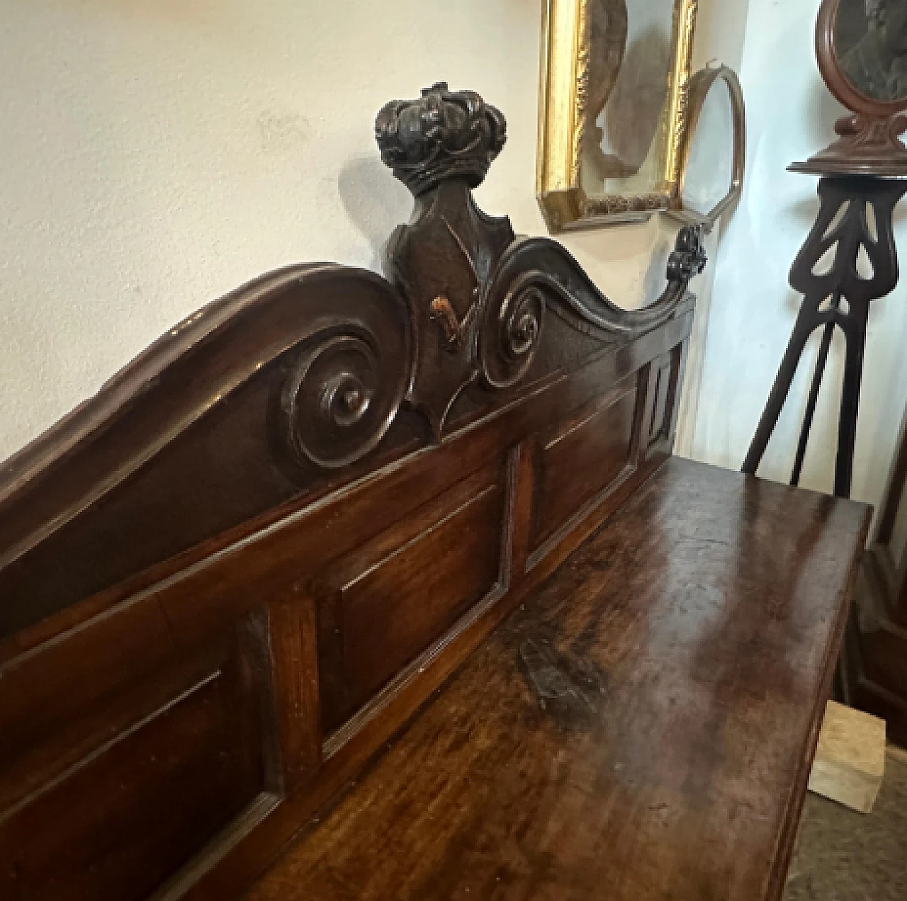 Louis Philippe carved walnut bench, mid-19th century 5