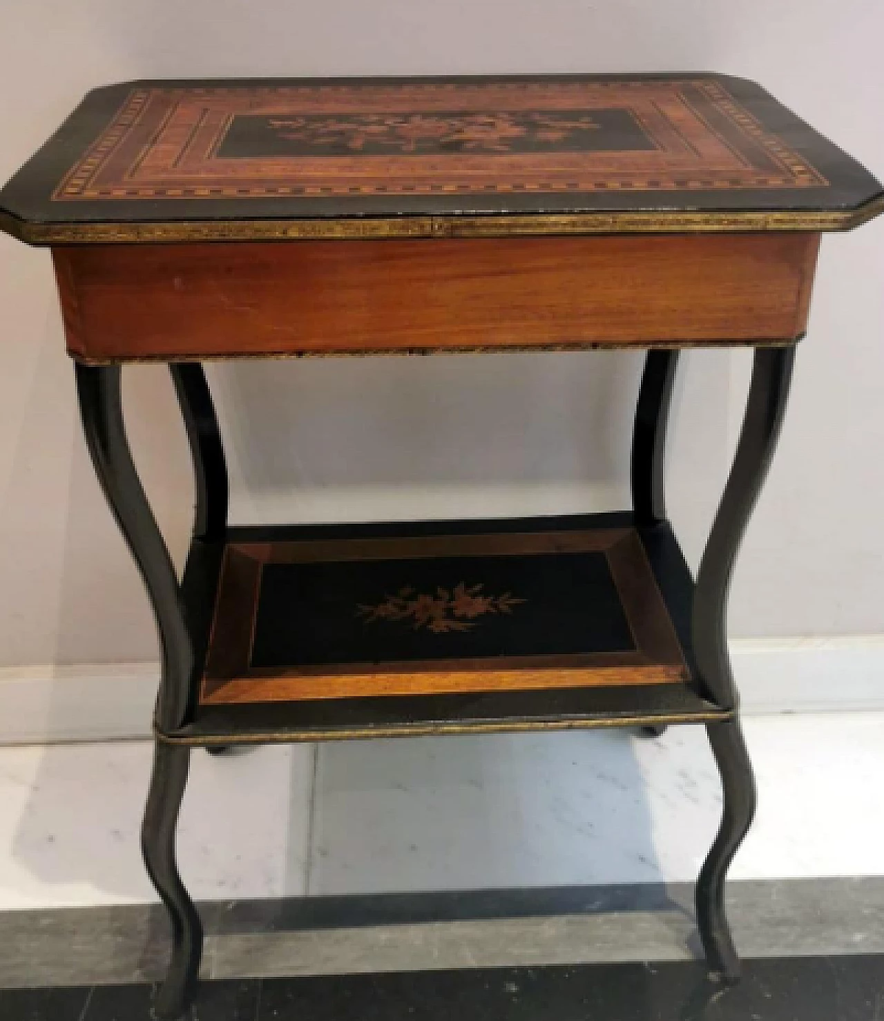 Napoleon III walnut vanity table with inlays, mid-19th century 2