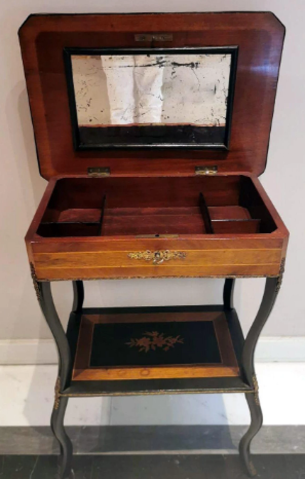 Napoleon III walnut vanity table with inlays, mid-19th century 4