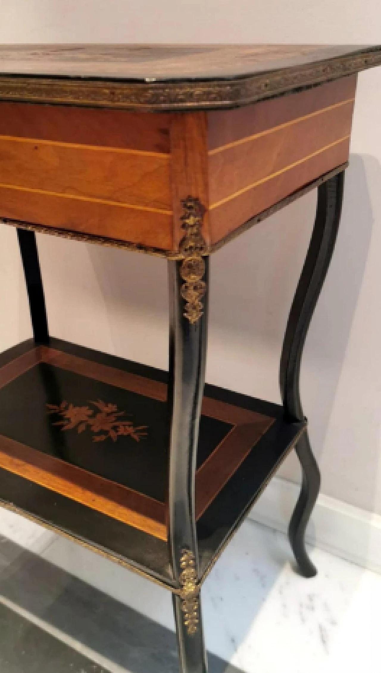 Napoleon III walnut vanity table with inlays, mid-19th century 8