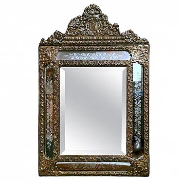 Napoleon III repoussé burnished brass mirror, mid-19th century