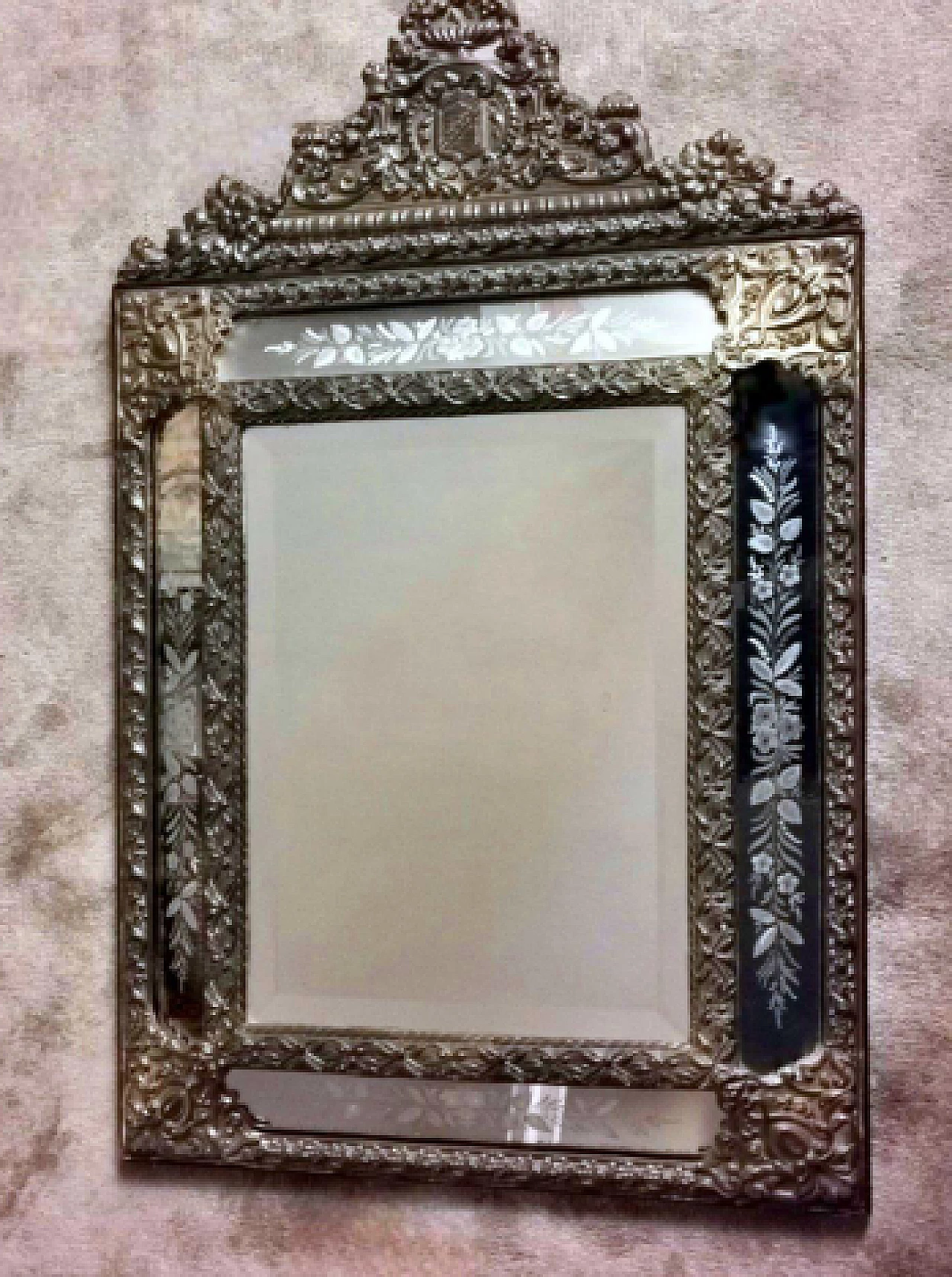 Napoleon III repoussé burnished brass mirror, mid-19th century 2