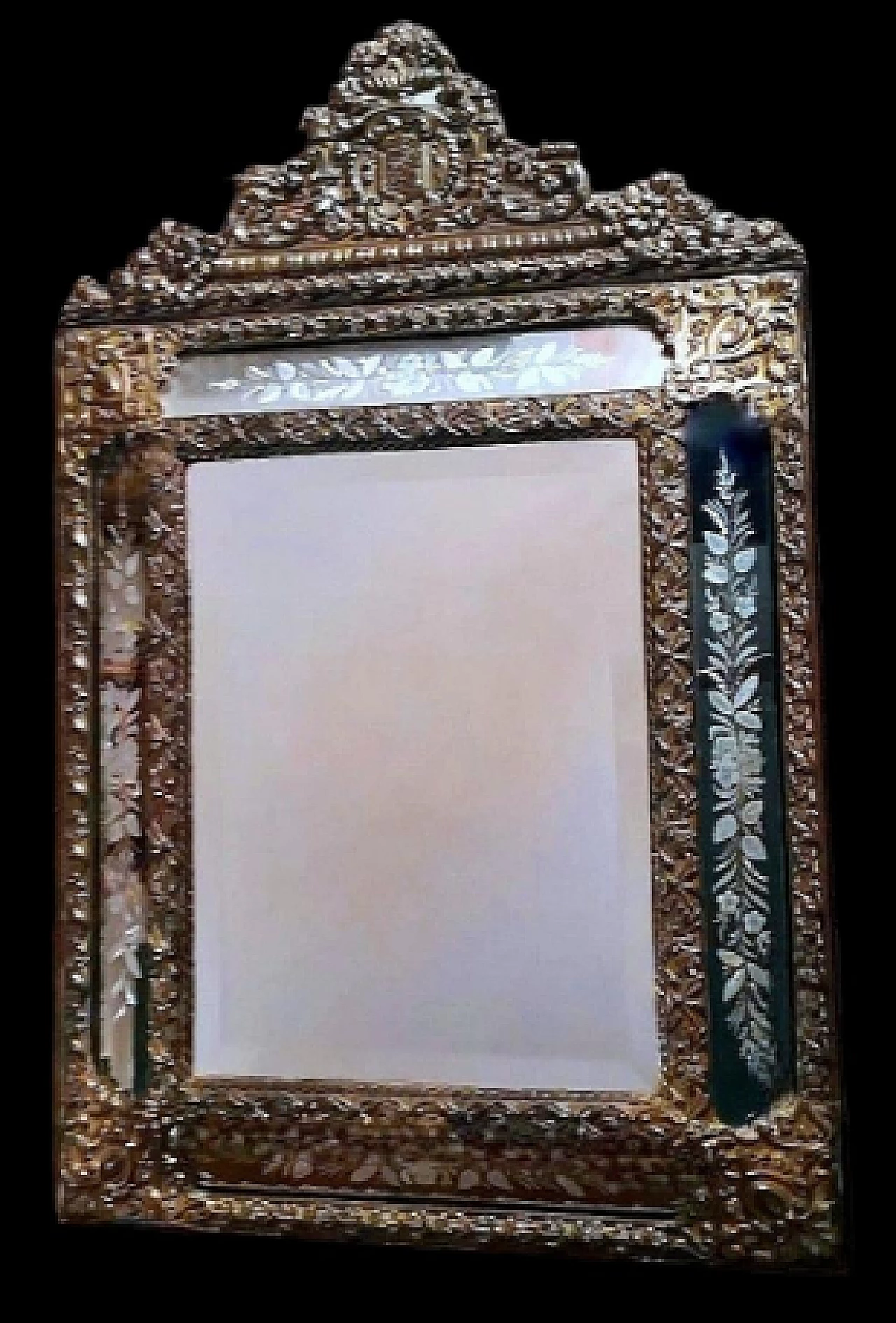 Napoleon III repoussé burnished brass mirror, mid-19th century 3