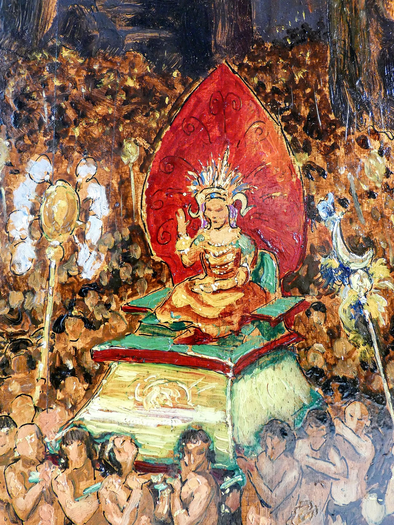 Gustave Alaux, Incontro fra Pizarro e il sovrano Inca Atahualpa, olio su tavola, inizio '900 4