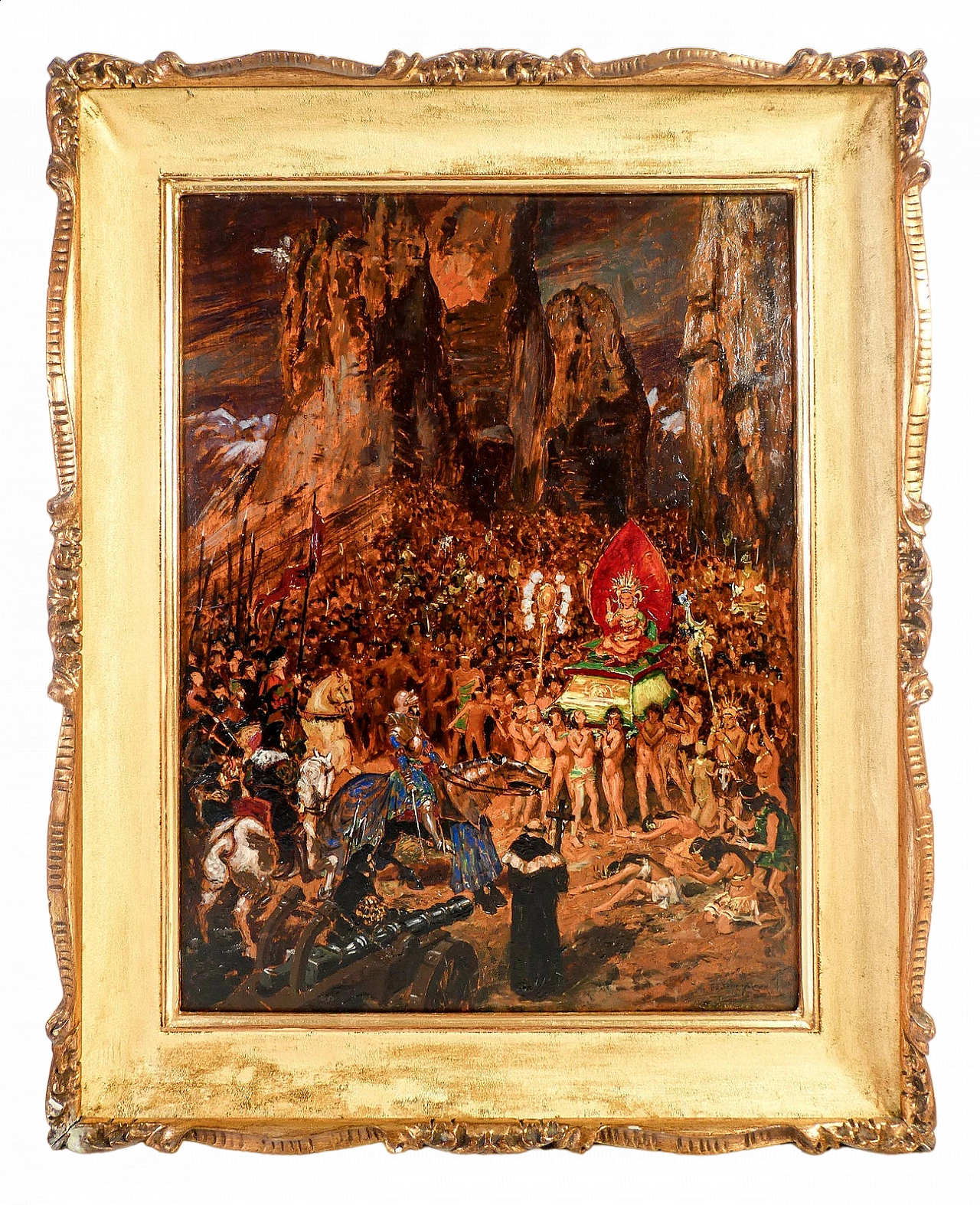 Gustave Alaux, Incontro fra Pizarro e il sovrano Inca Atahualpa, olio su tavola, inizio '900 12