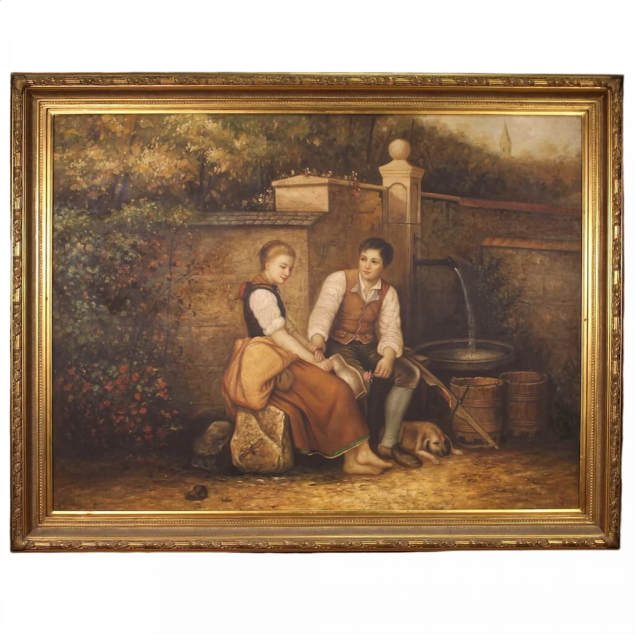 Innamorati alla fontana, acrilico su tela, anni '80 15