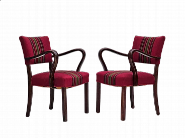 Coppia di sedie danesi in frassino e lana, anni '50