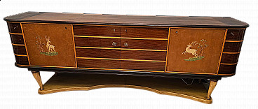 Walnut, rosewood and maple sideboard with horn legs by Paolo Buffa, 1950s