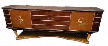Walnut, rosewood and maple sideboard with horn legs by Paolo Buffa, 1950s