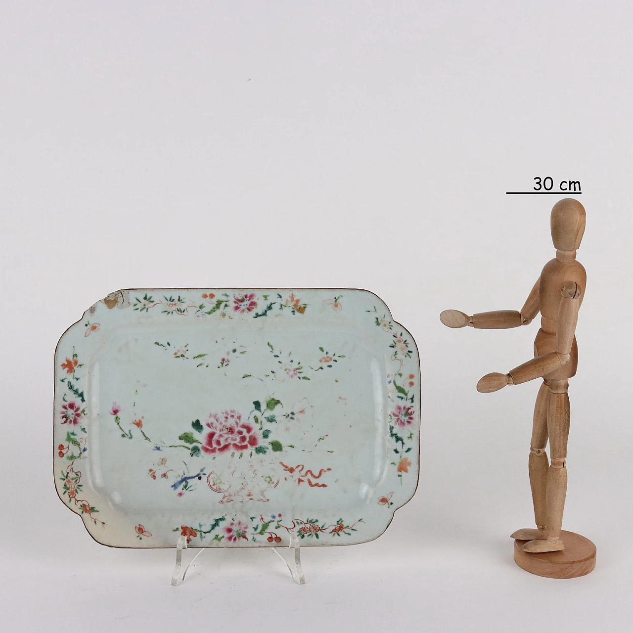 Vassoio in porcellana cinese decorato con fiori, '700 2