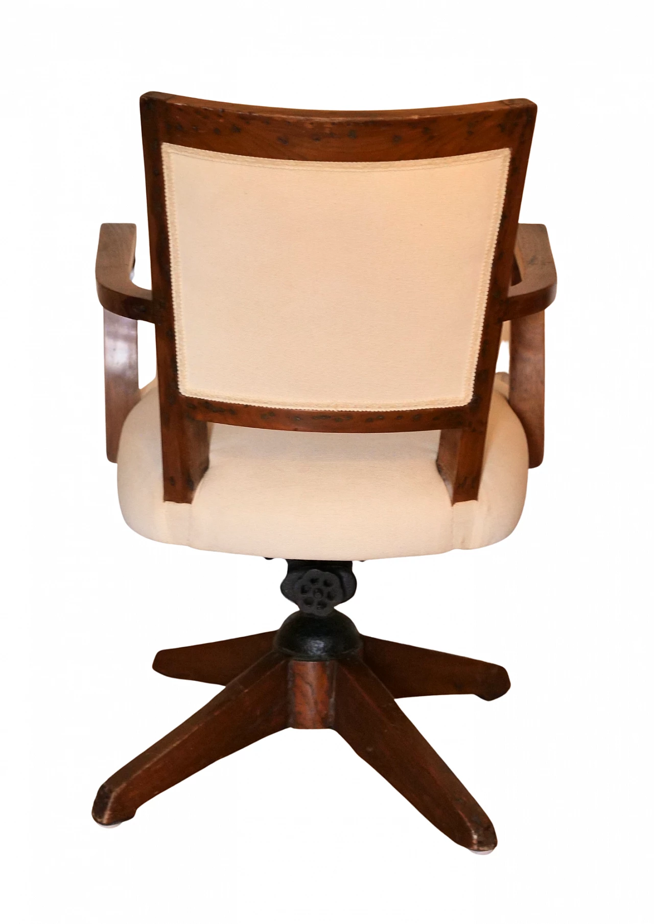 Sedia da scrivania in noce, ghisa e tessuto, anni '50 2