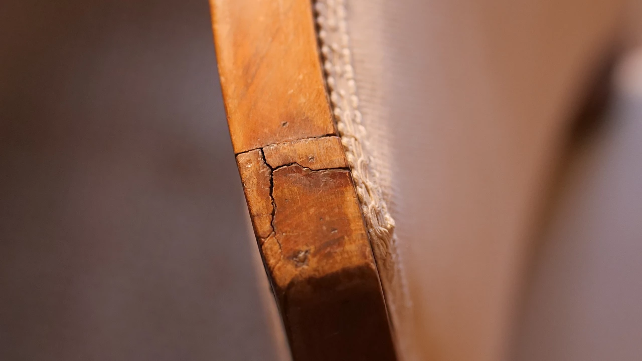 Sedia da scrivania in noce, ghisa e tessuto, anni '50 6