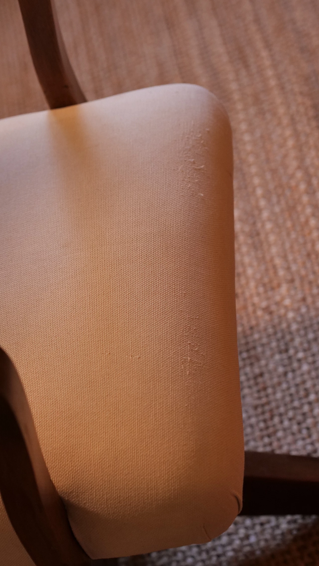 Sedia da scrivania in noce, ghisa e tessuto, anni '50 7