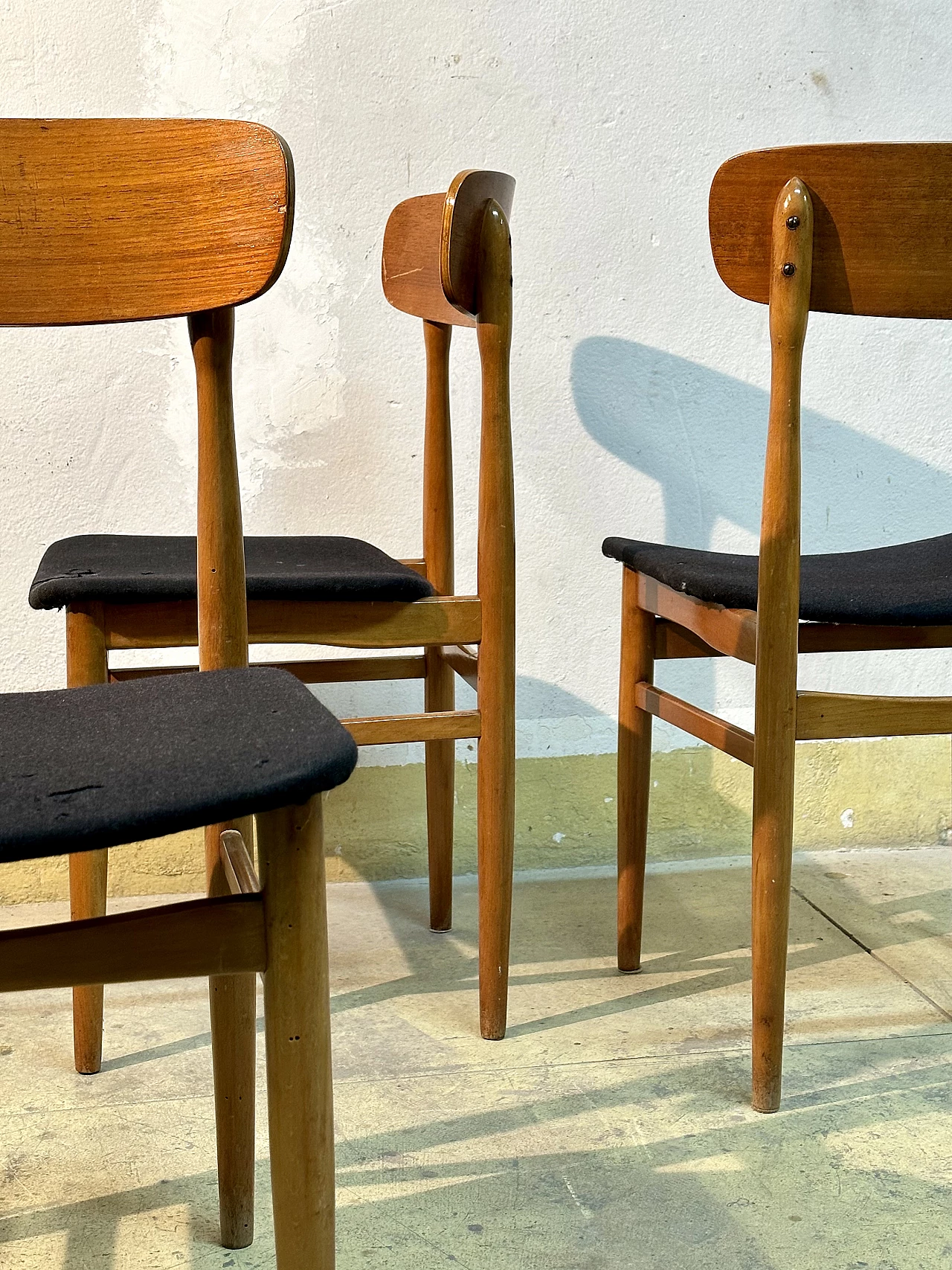 6 Scandinavian style wooden chairs, 1960s 2