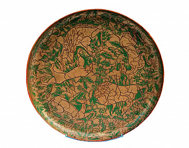 Enameled metal decorative plate, 1970s