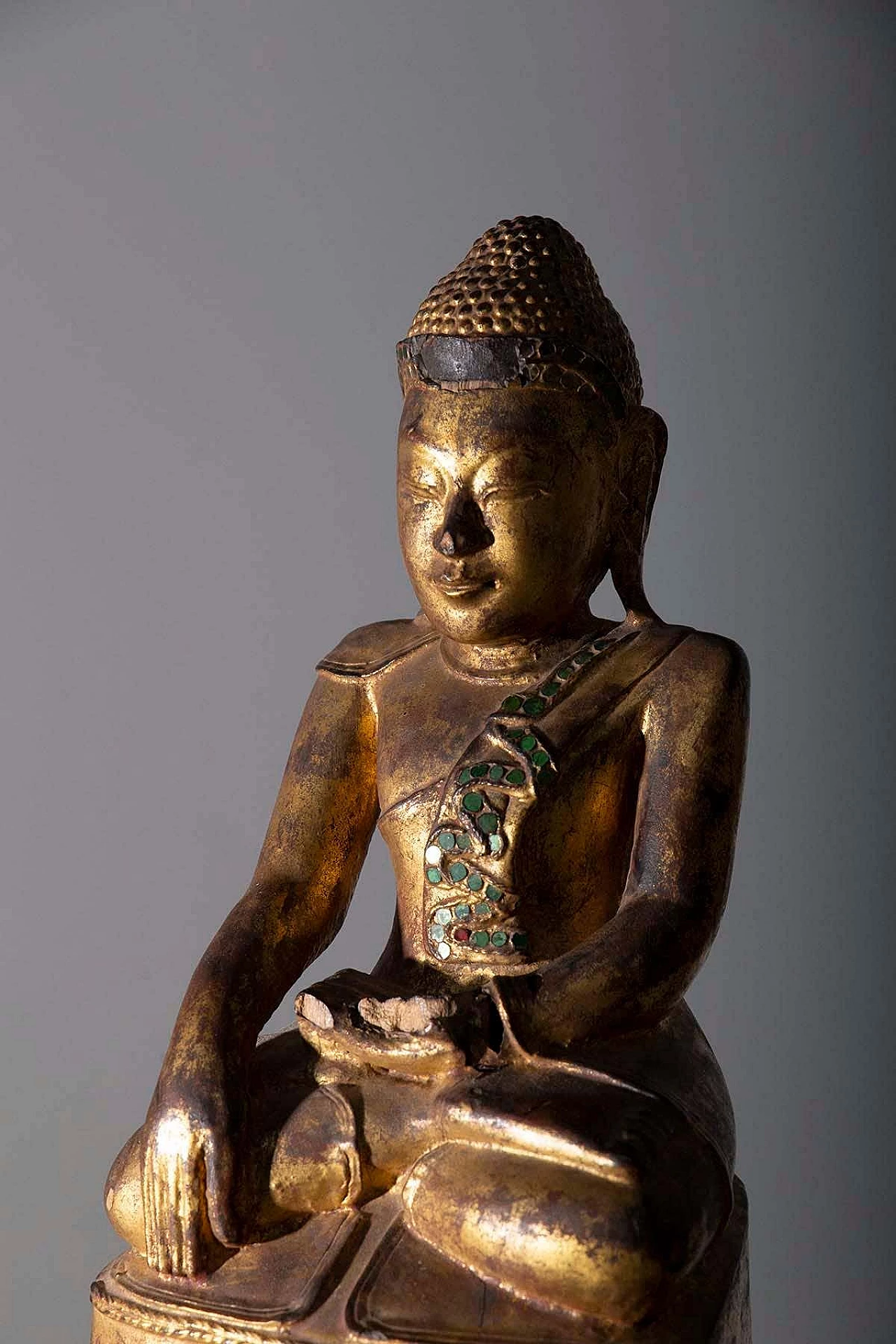 Buddha in legno laccato di Mandalay, '800 2