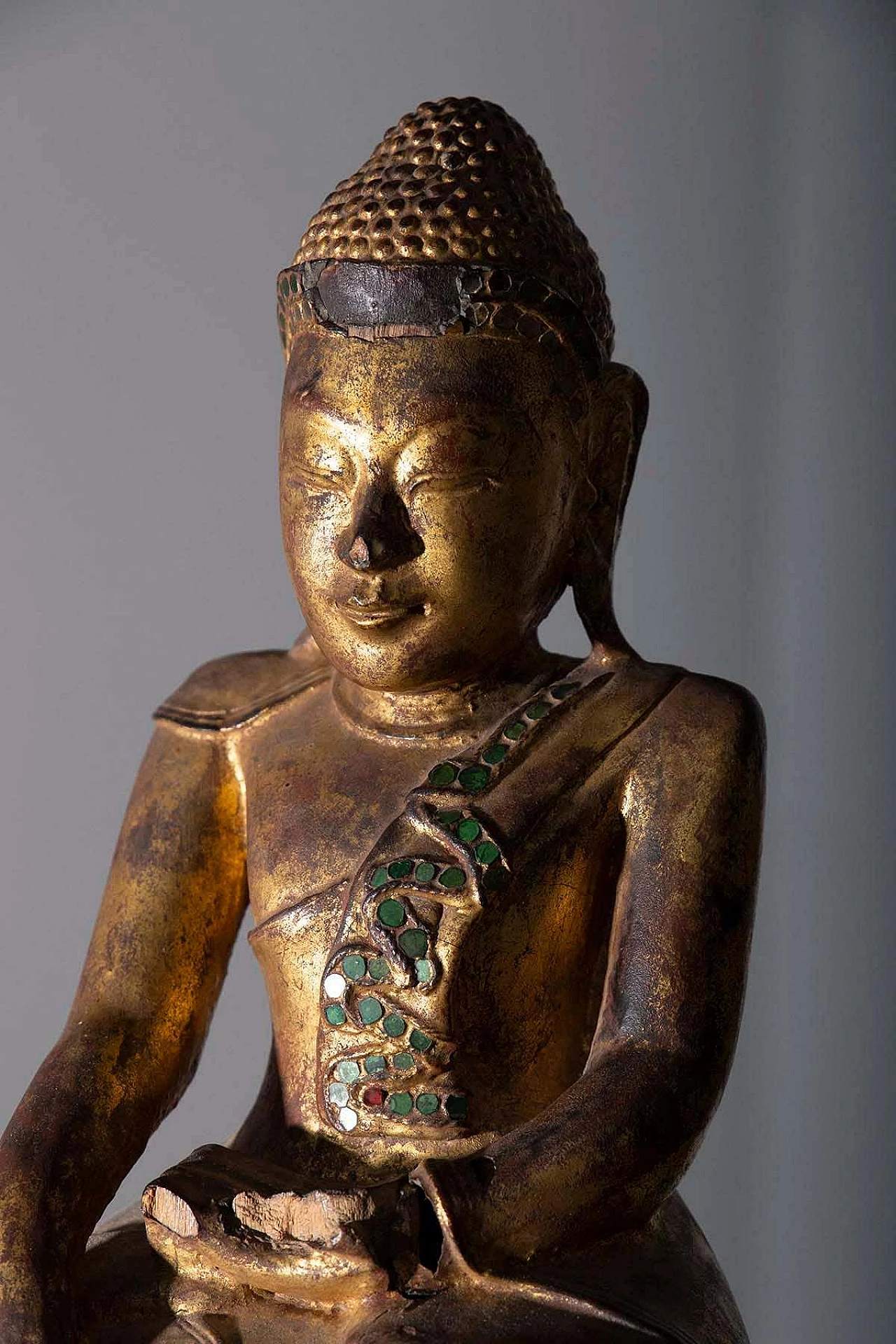 Buddha in legno laccato di Mandalay, '800 3