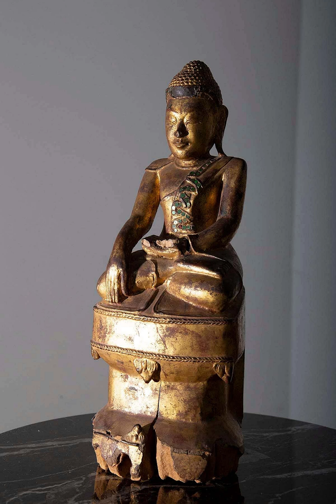 Buddha in legno laccato di Mandalay, '800 4