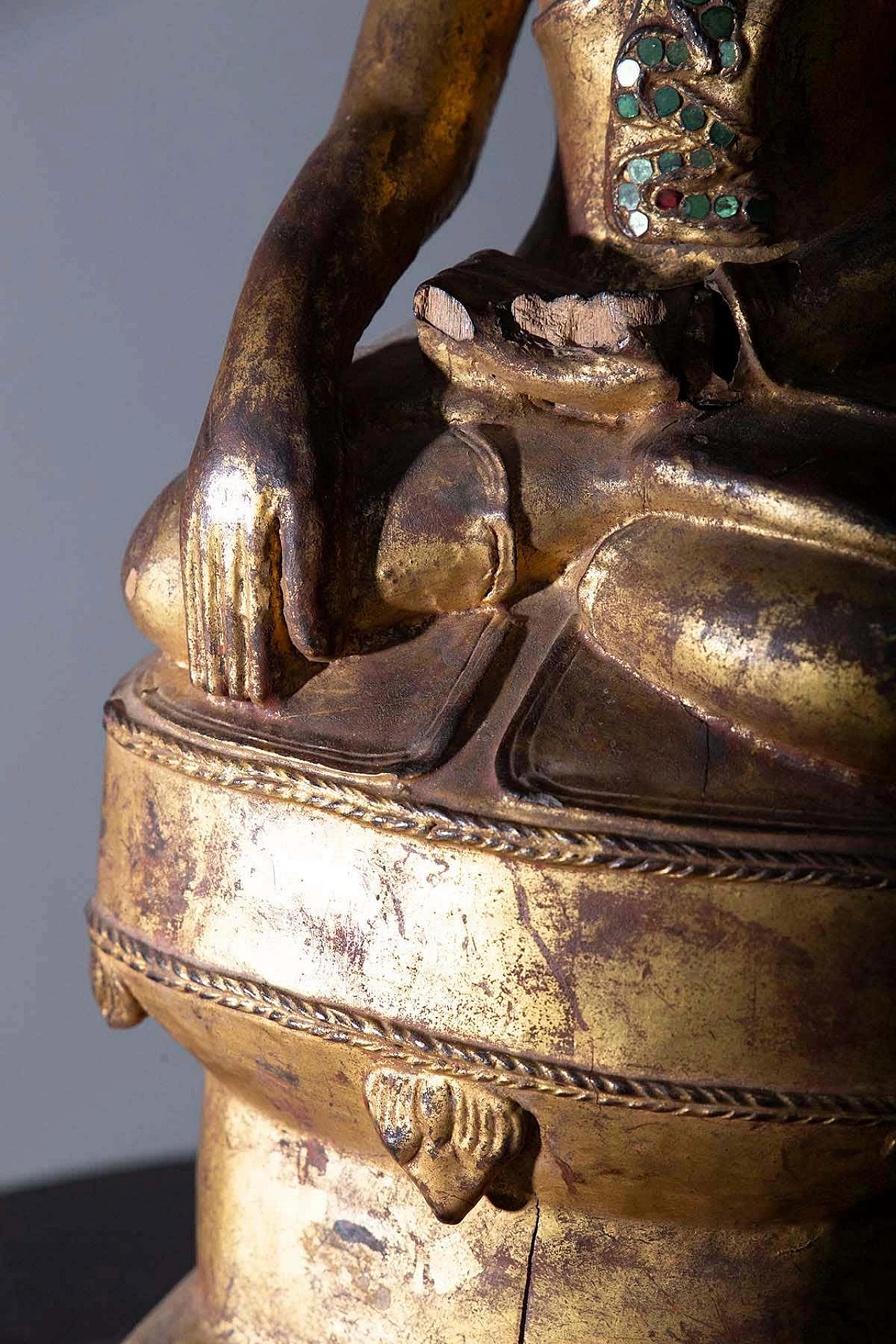 Buddha in legno laccato di Mandalay, '800 5