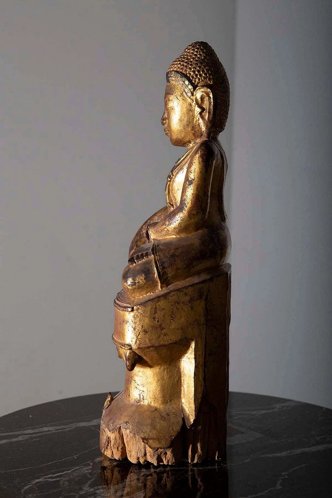 Buddha in legno laccato di Mandalay, '800 7