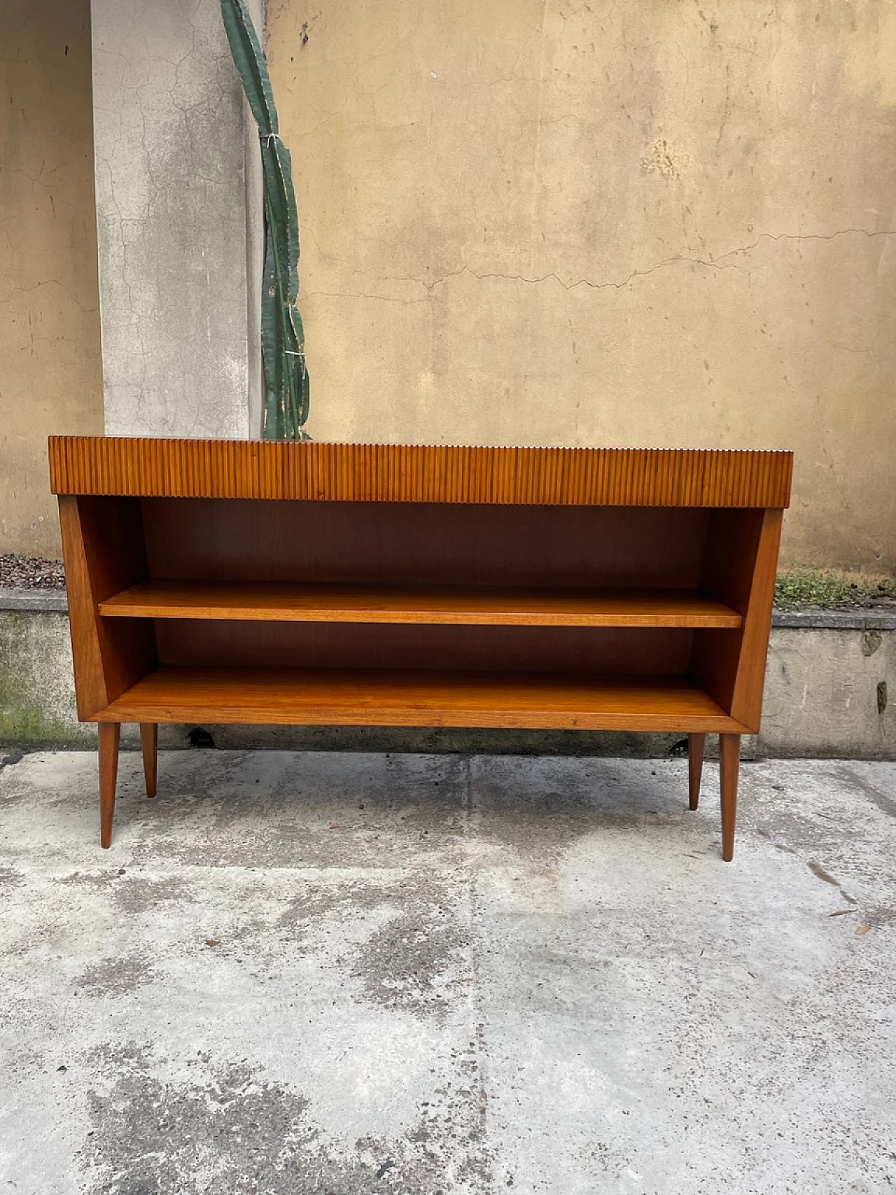Walnut sideboard with open compartments, 1950s 1