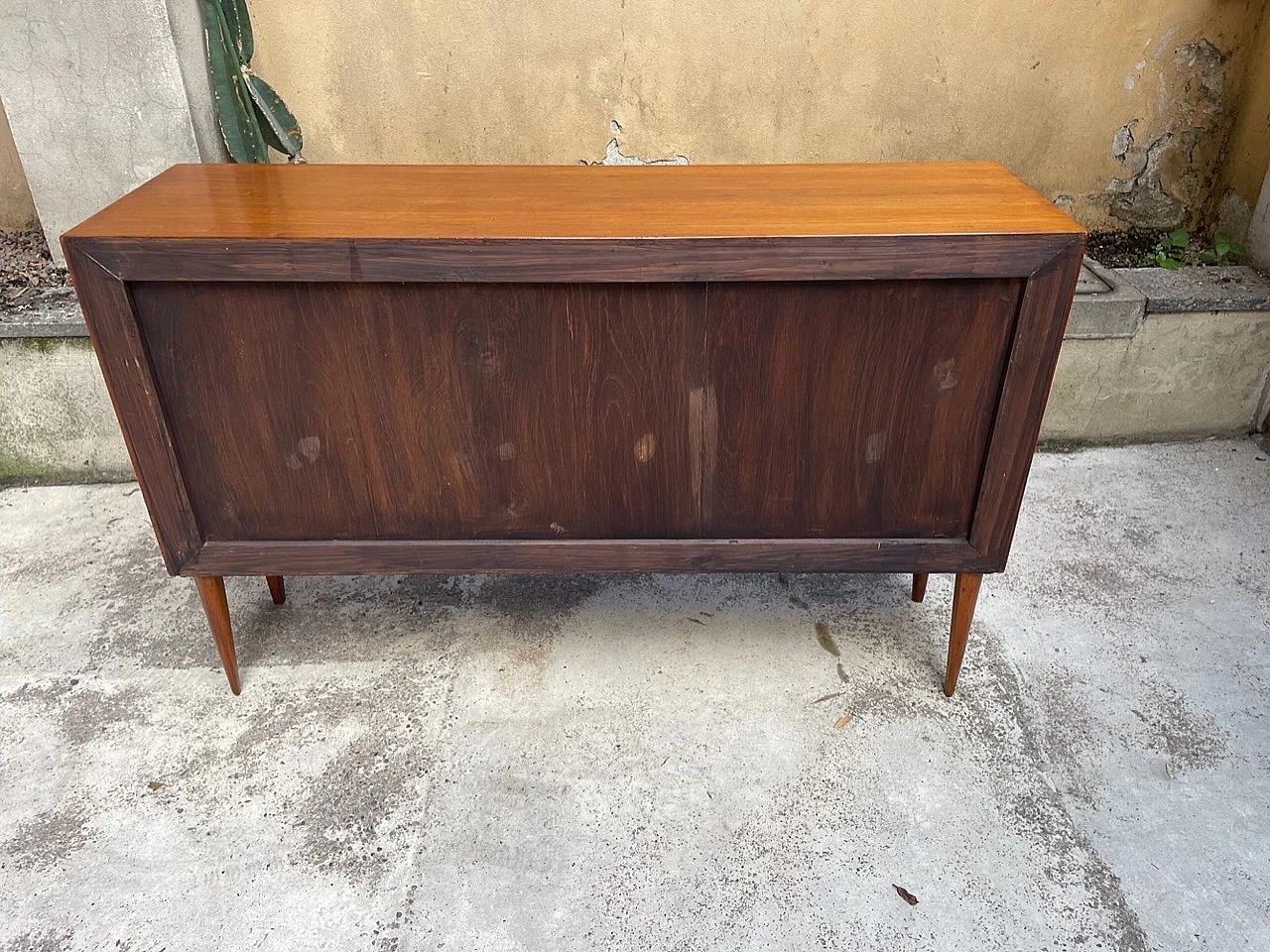 Walnut sideboard with open compartments, 1950s 3