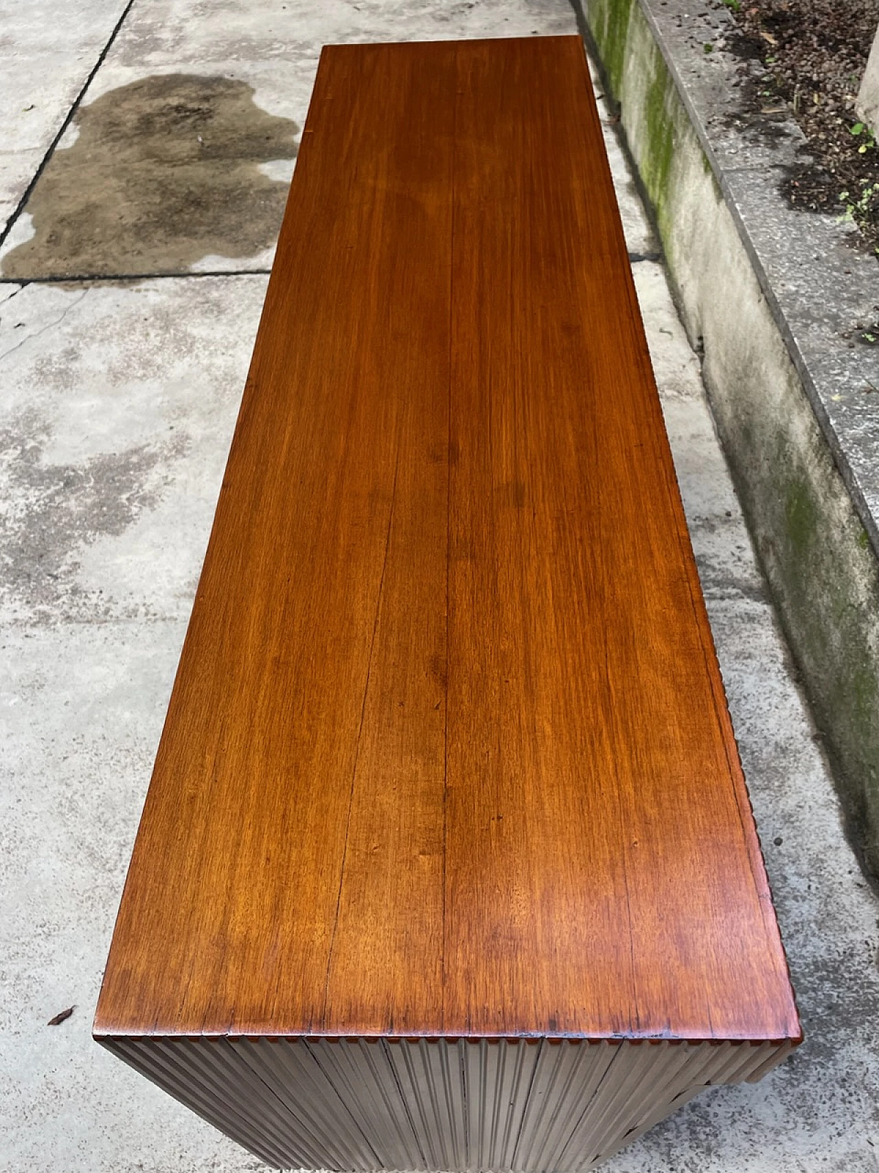 Walnut sideboard with open compartments, 1950s 4