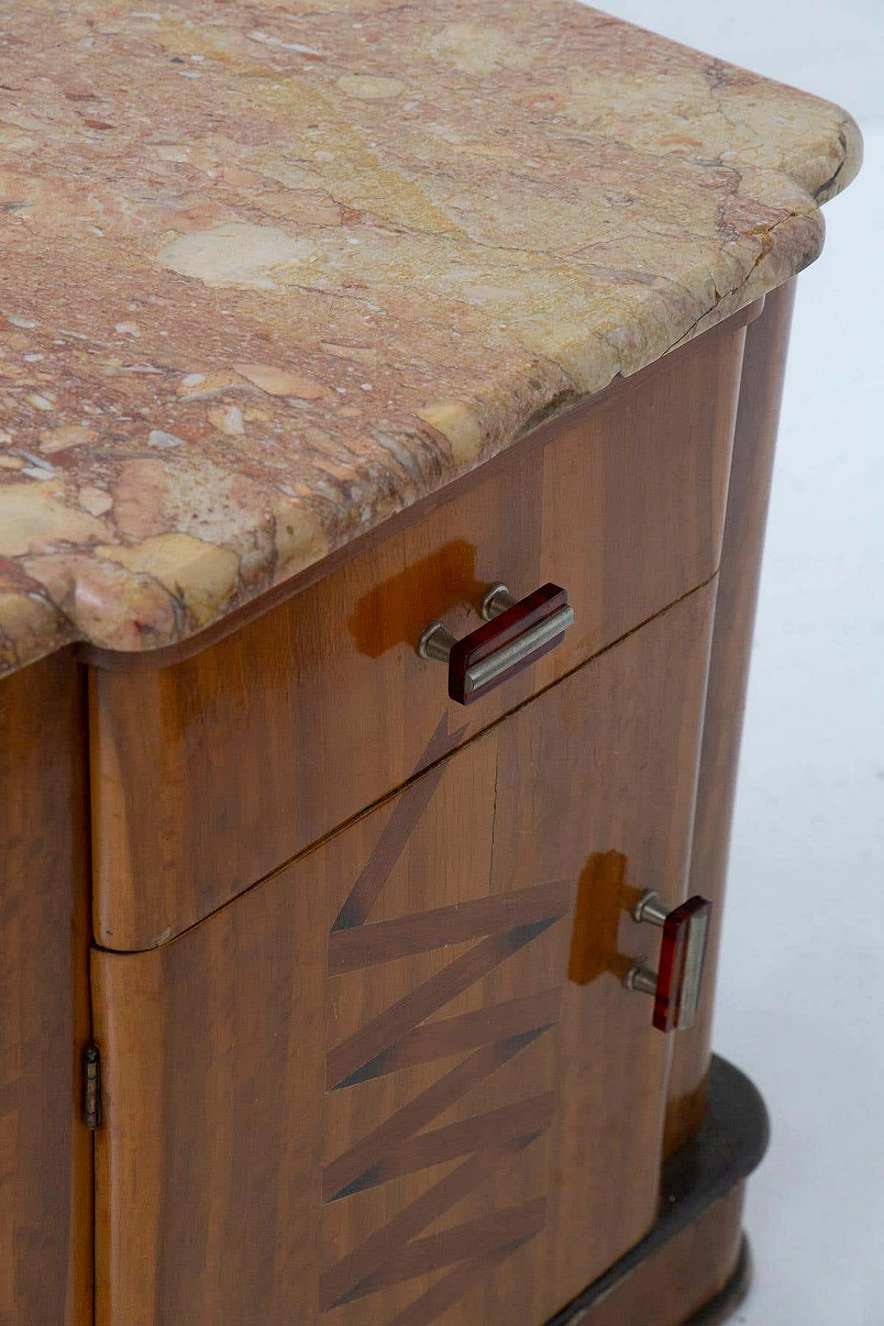 Pair of futurist marble and wood nightstands, 1910s 9