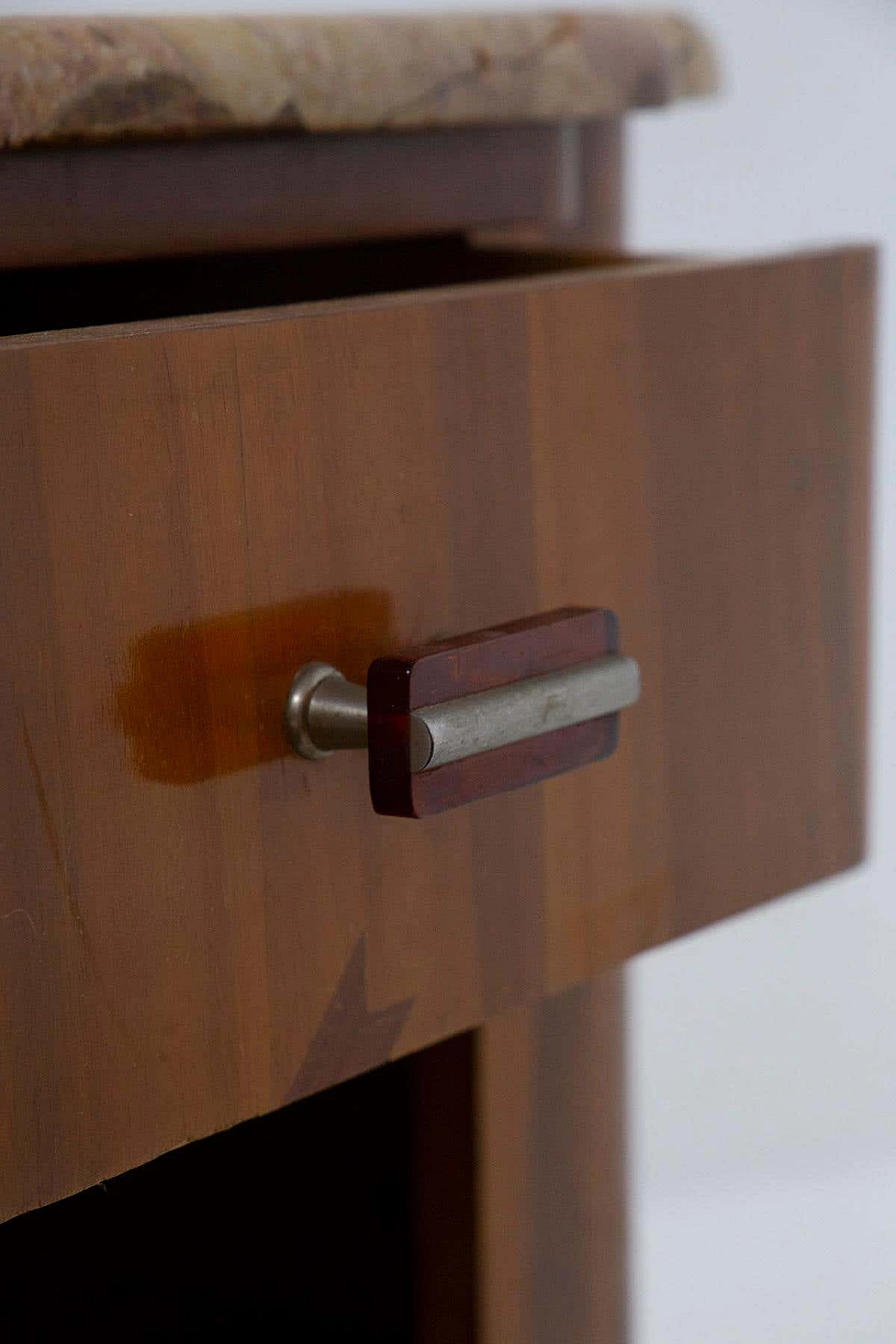 Pair of futurist marble and wood nightstands, 1910s 14