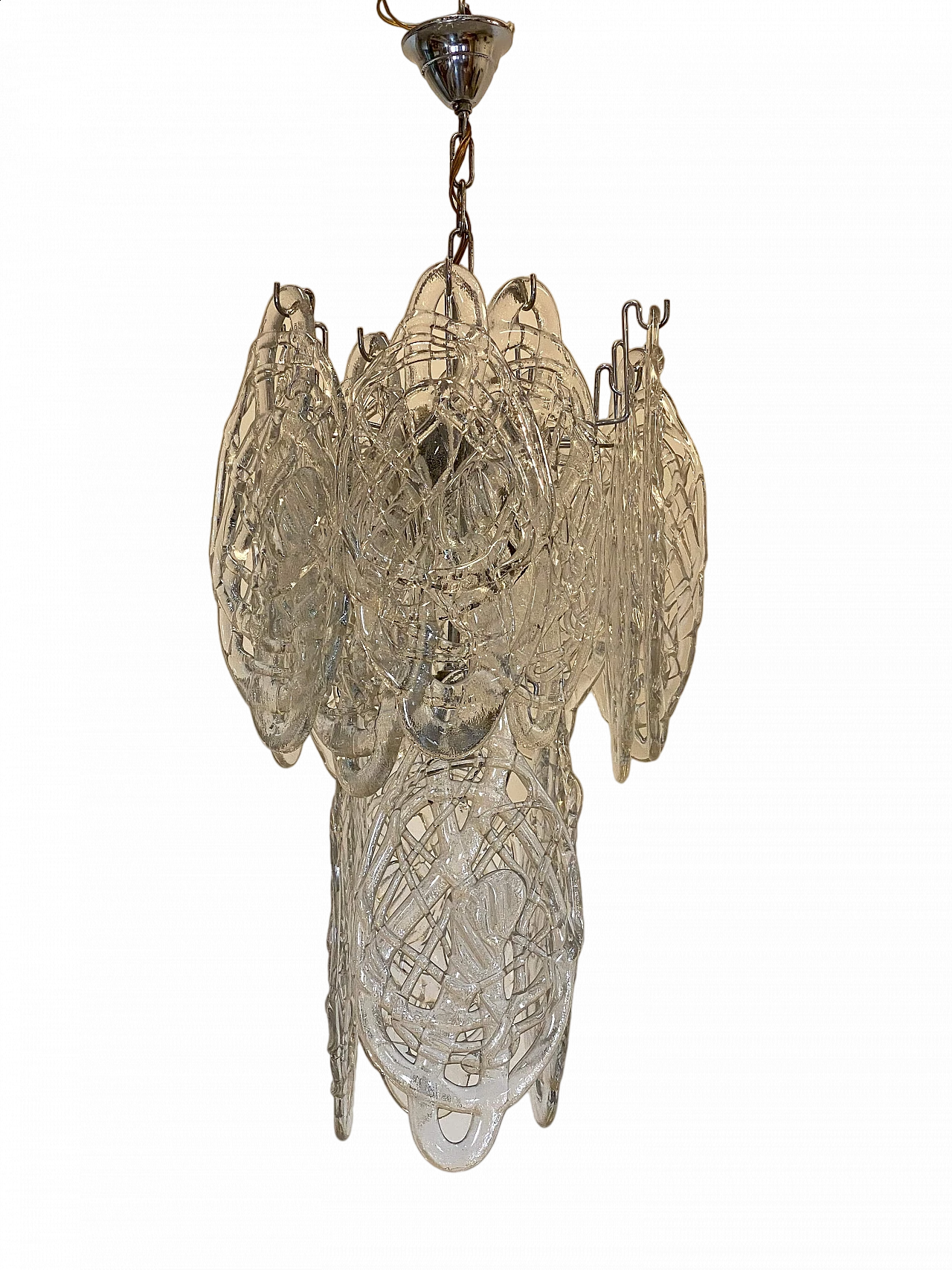 Murano glass and steel chandelier by Mazzega, 1970s 15
