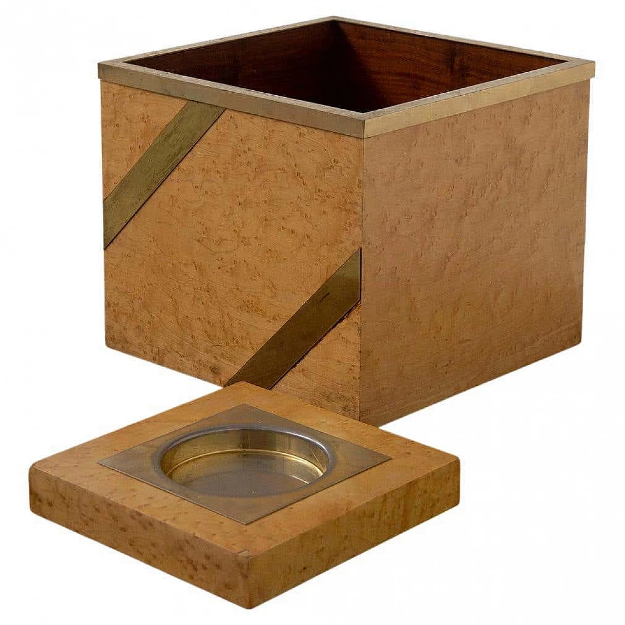 Decorative box with briar and gilded metal ashtray, 1970s 11