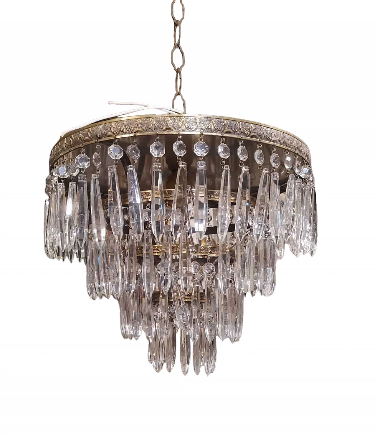 Glass and metal chandelier, 1950s 15