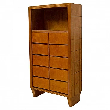 Wooden chest of drawers with grissinita frame attributed to Paolo Buffa, 1950s
