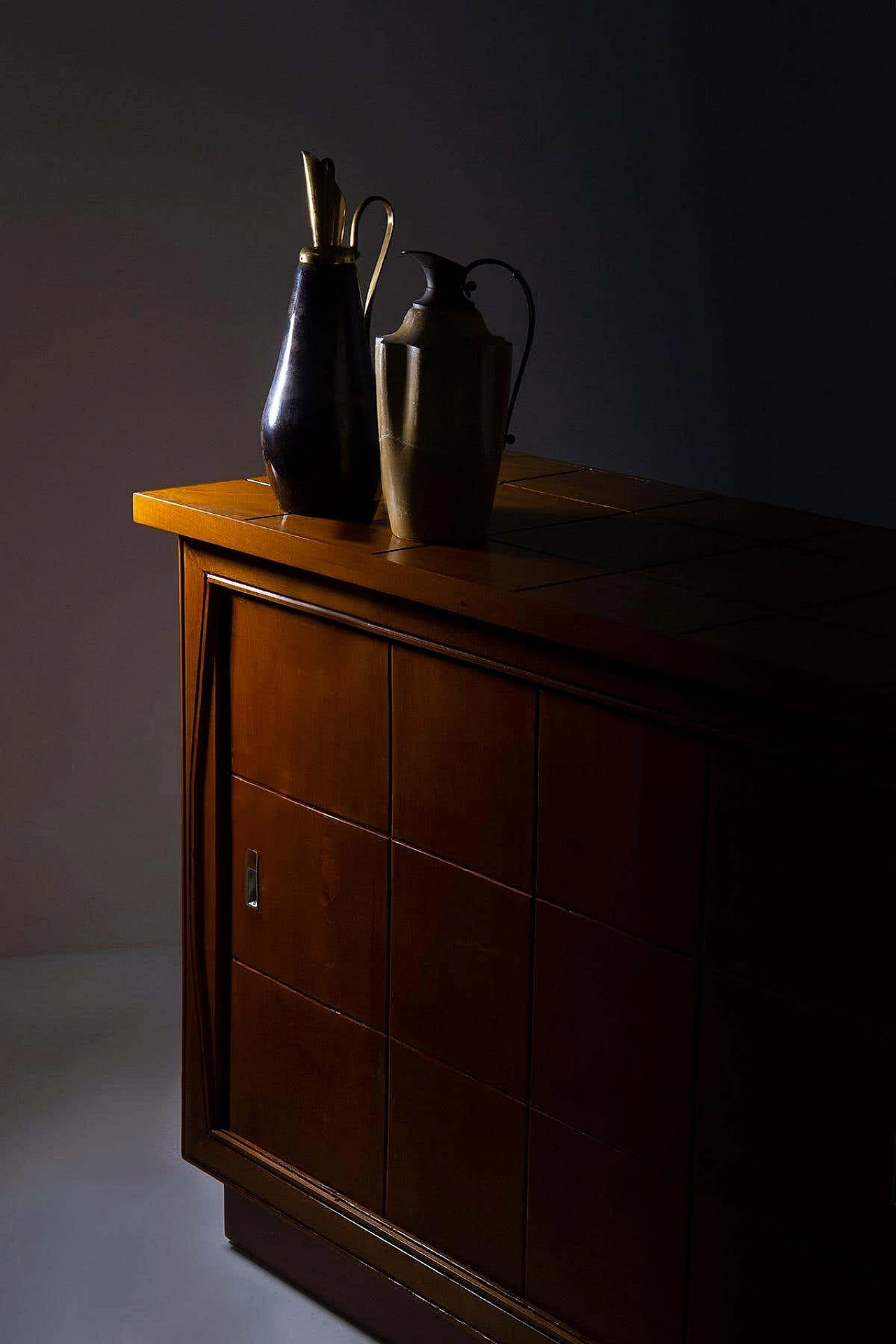 Wooden sideboard with geometric pattern in the style of Polo Buffa, 1950s 1