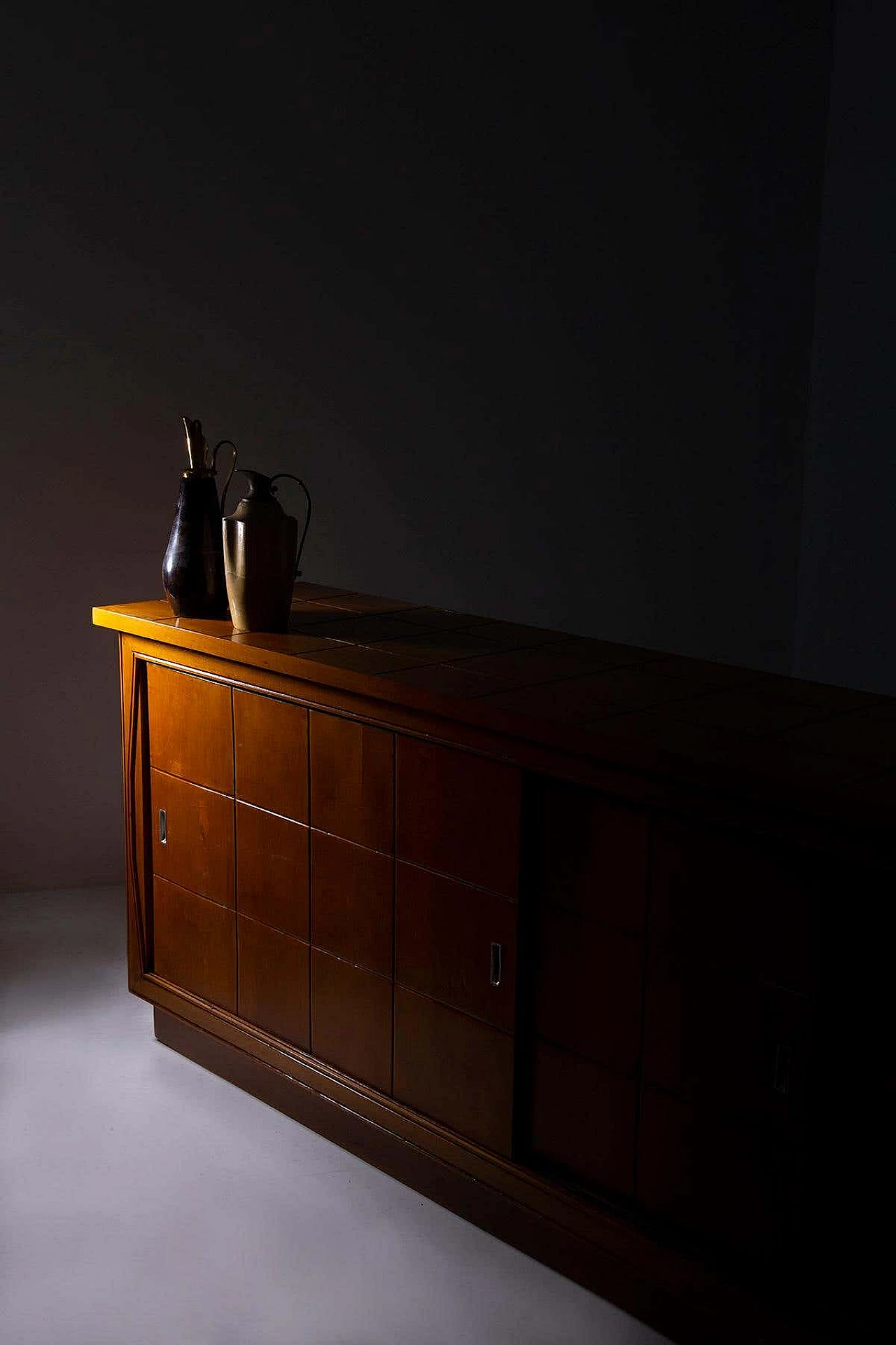 Wooden sideboard with geometric pattern in the style of Polo Buffa, 1950s 2