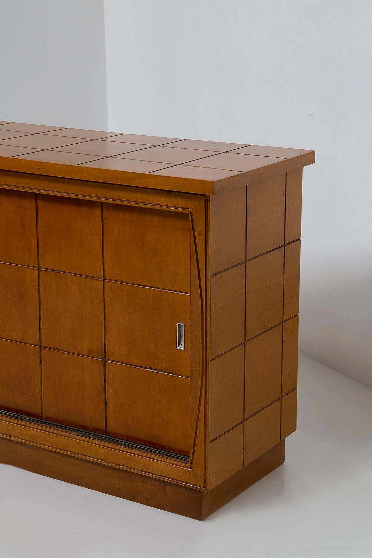 Wooden sideboard with geometric pattern in the style of Polo Buffa, 1950s 5