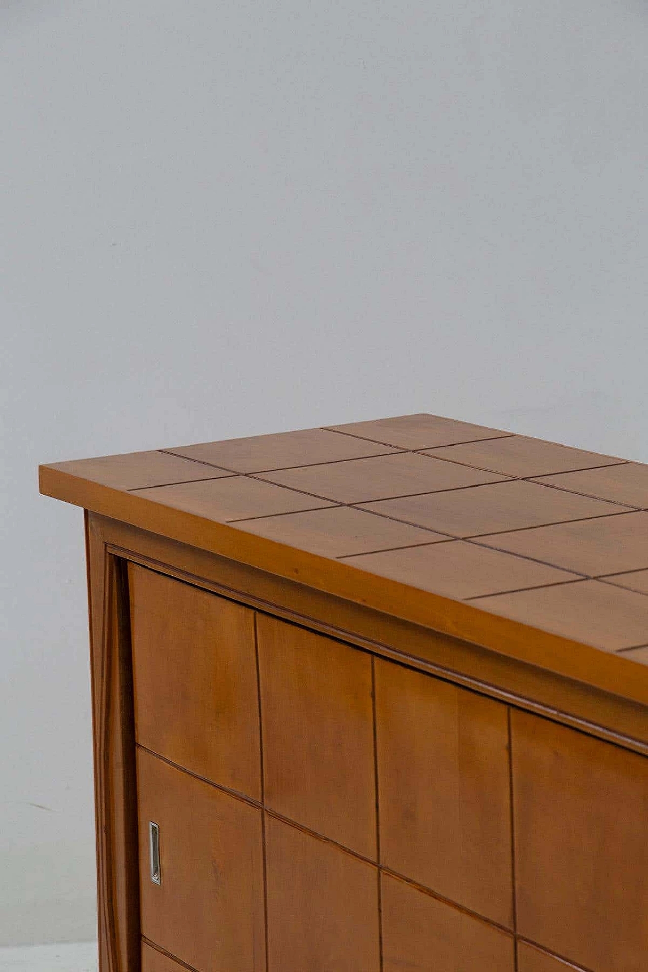 Wooden sideboard with geometric pattern in the style of Polo Buffa, 1950s 6