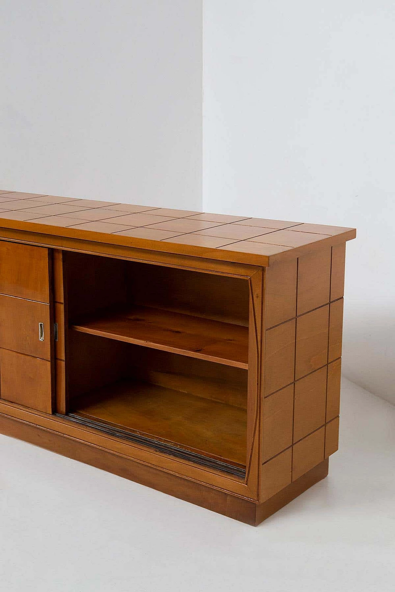 Wooden sideboard with geometric pattern in the style of Polo Buffa, 1950s 9