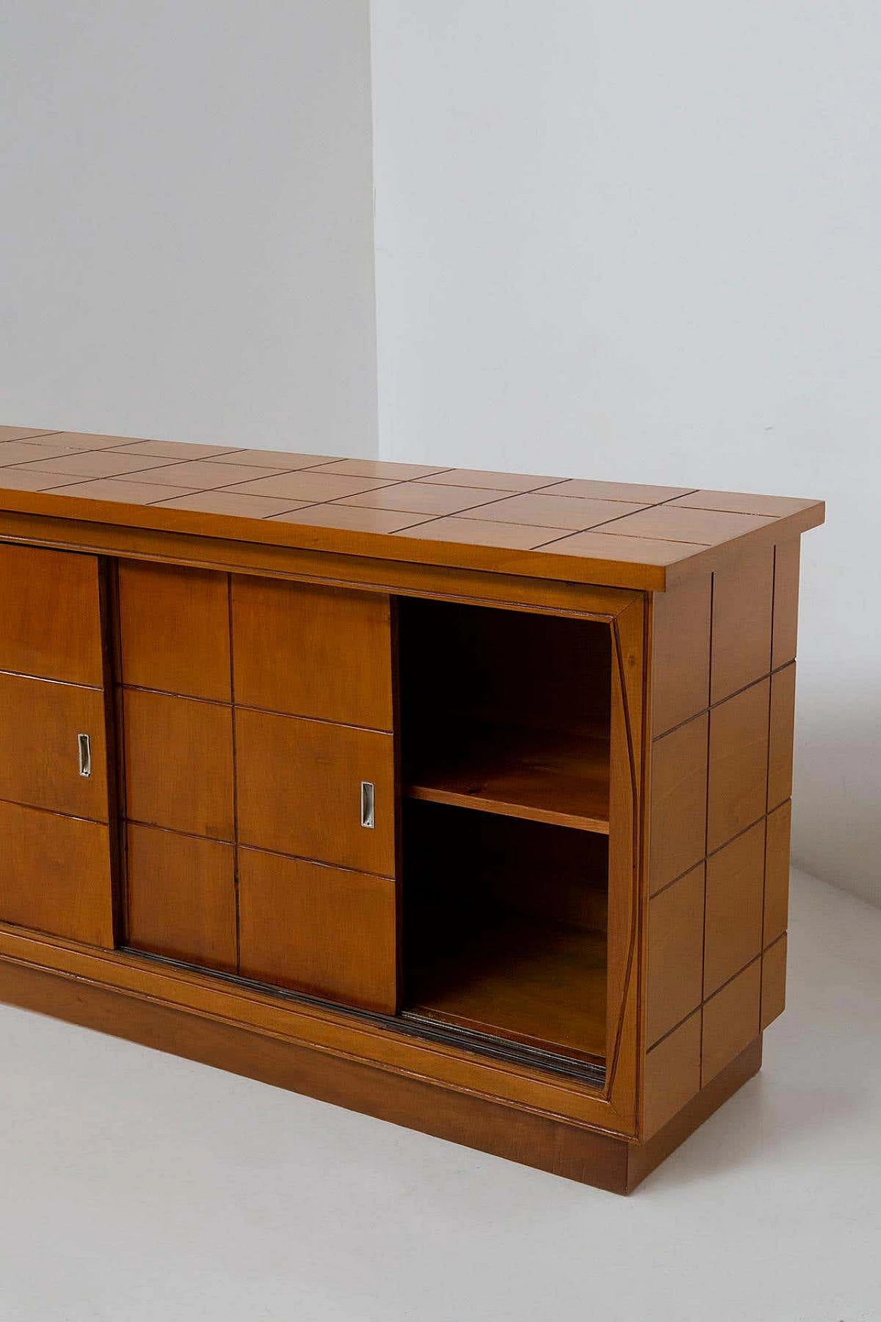 Wooden sideboard with geometric pattern in the style of Polo Buffa, 1950s 11