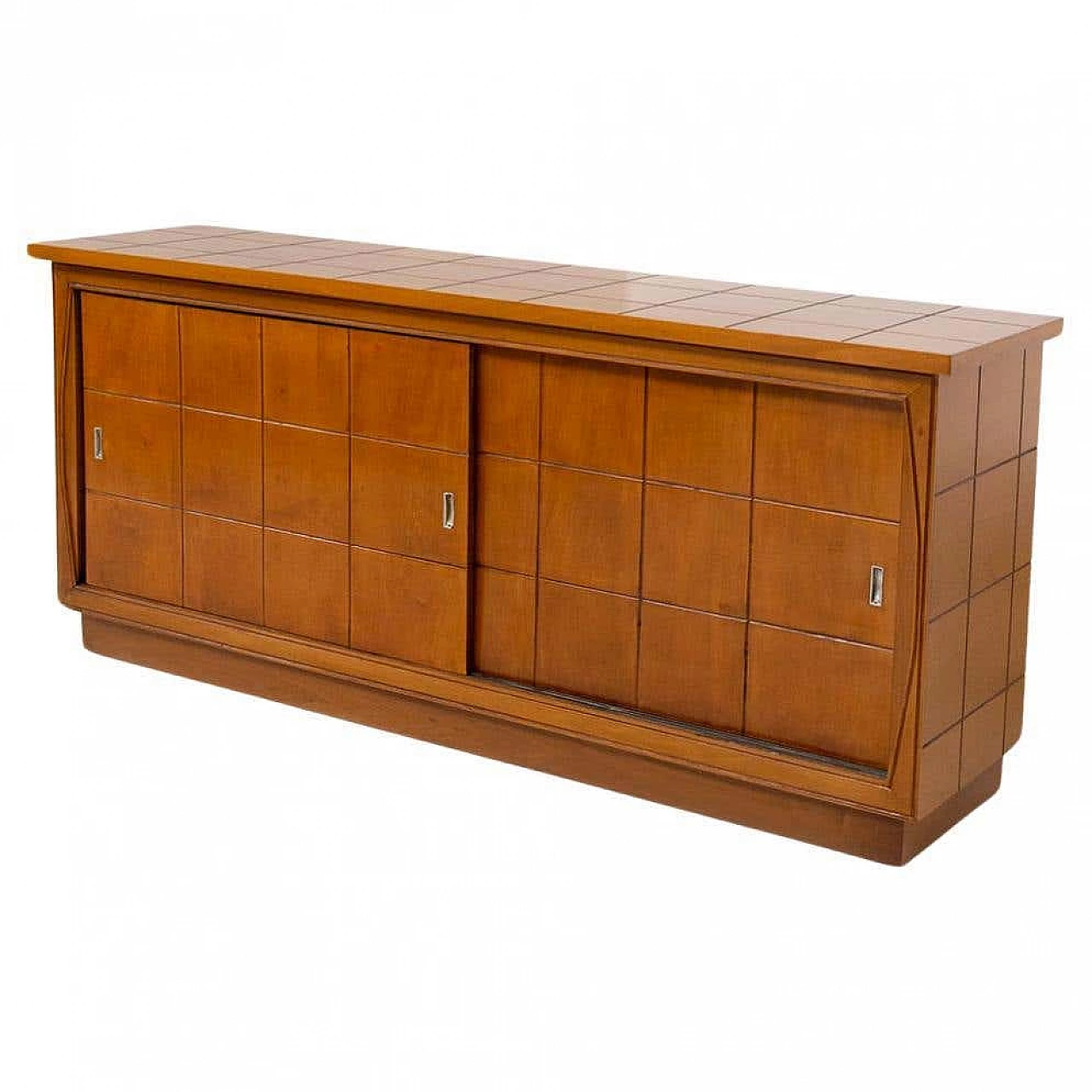 Wooden sideboard with geometric pattern in the style of Polo Buffa, 1950s 12