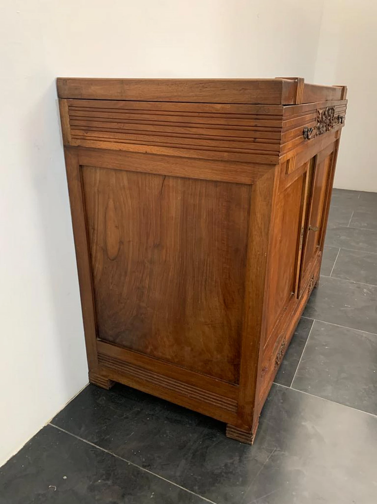 Credenza Art Nouveau con specchio in ciliegio, fine '800 5