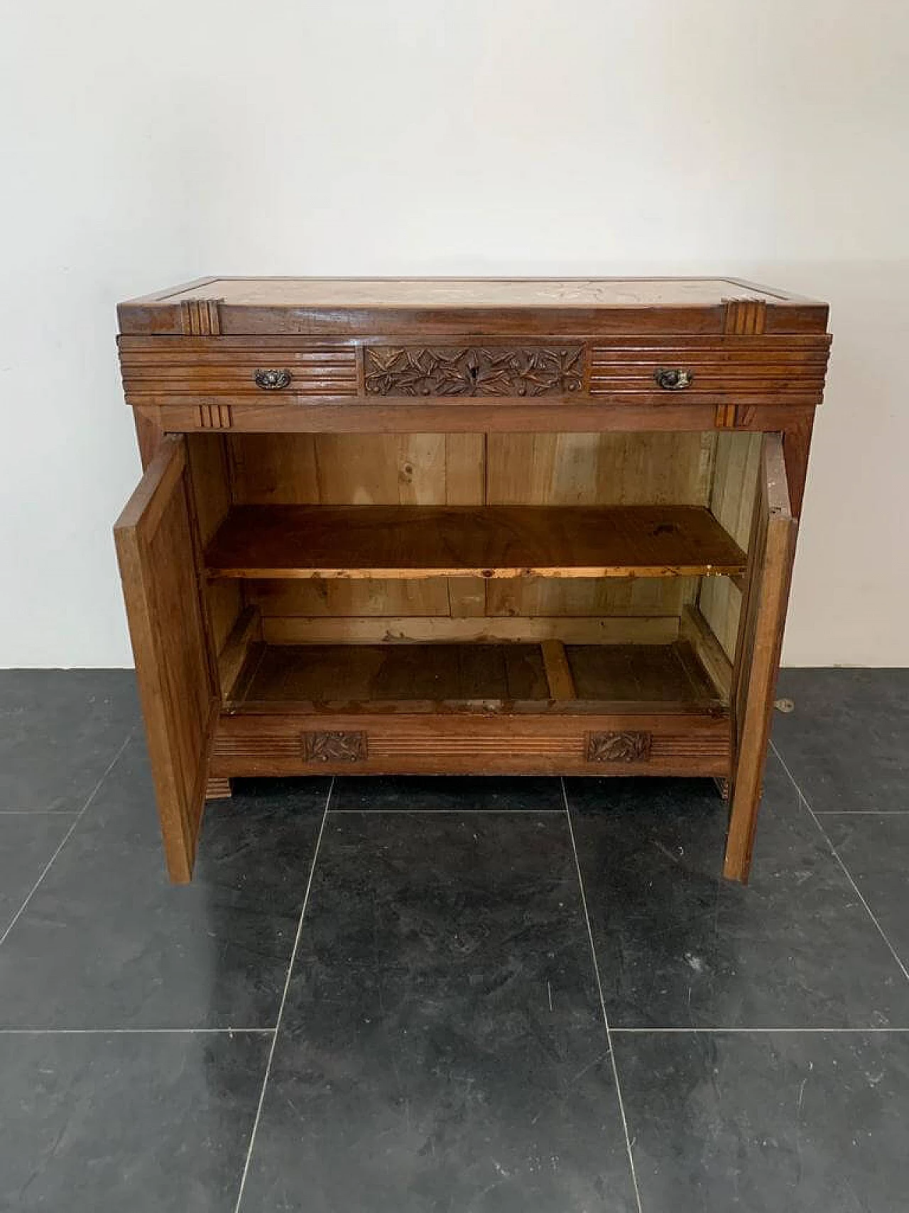 Credenza Art Nouveau con specchio in ciliegio, fine '800 6