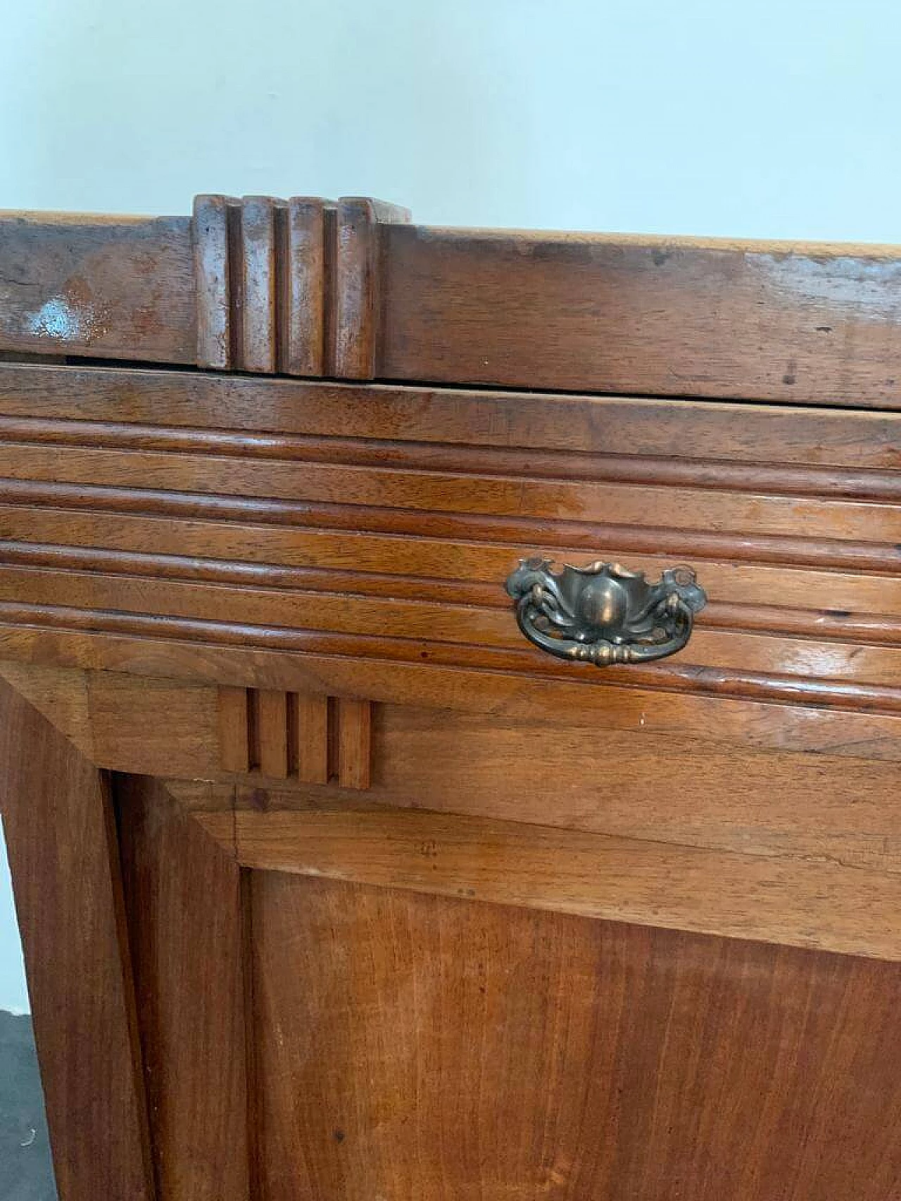 Credenza Art Nouveau con specchio in ciliegio, fine '800 10