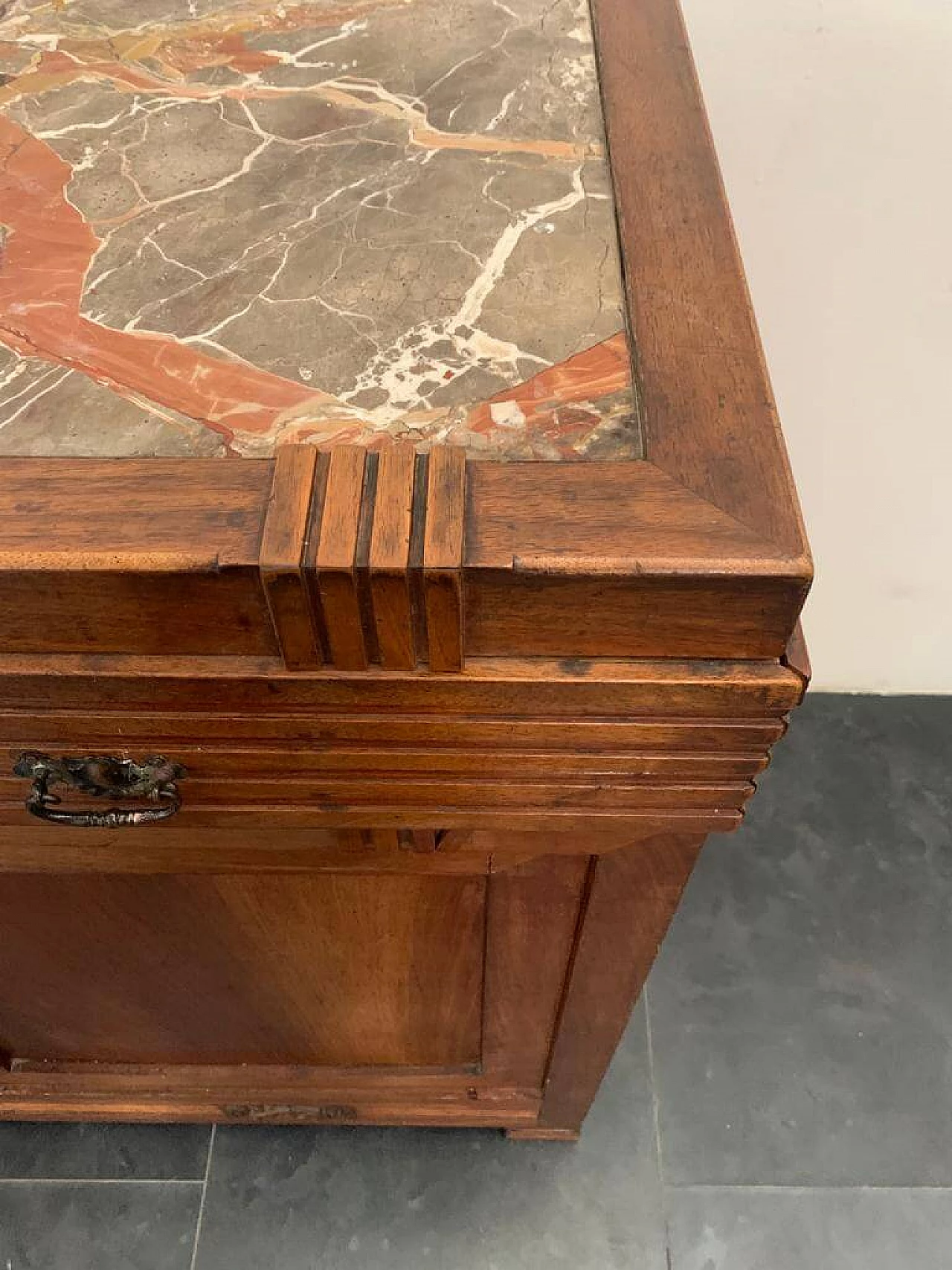 Credenza Art Nouveau con specchio in ciliegio, fine '800 11