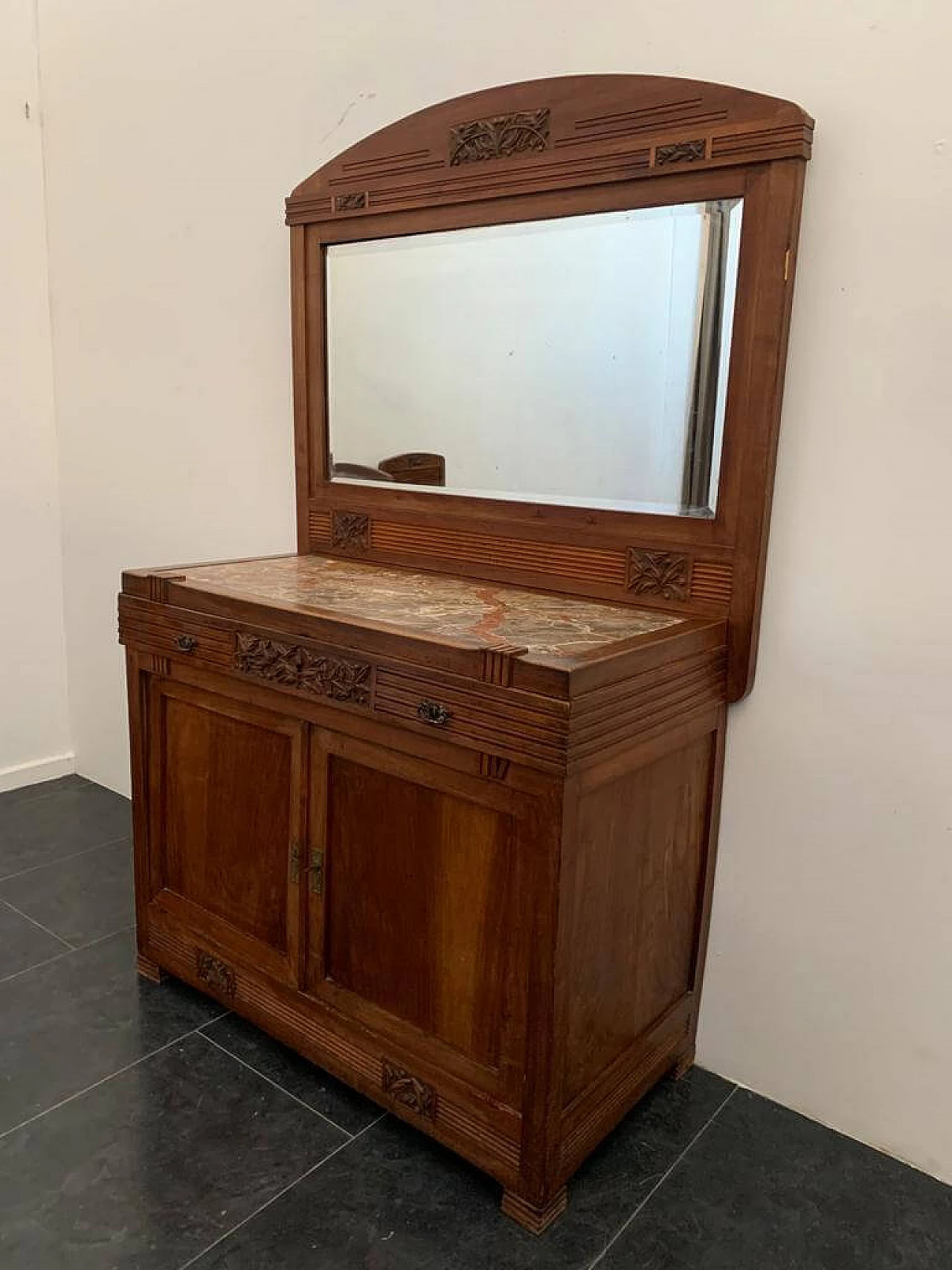 Art Nouveau cherry wood sideboard with mirror, late 19th century 20