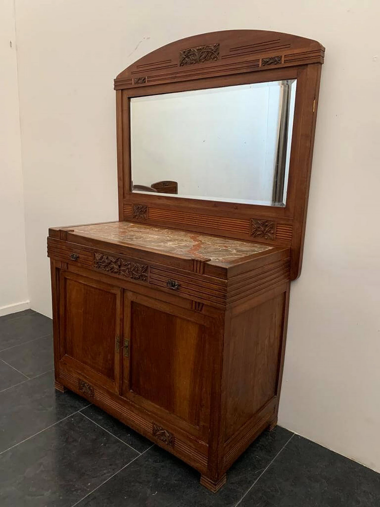 Credenza Art Nouveau con specchio in ciliegio, fine '800 20