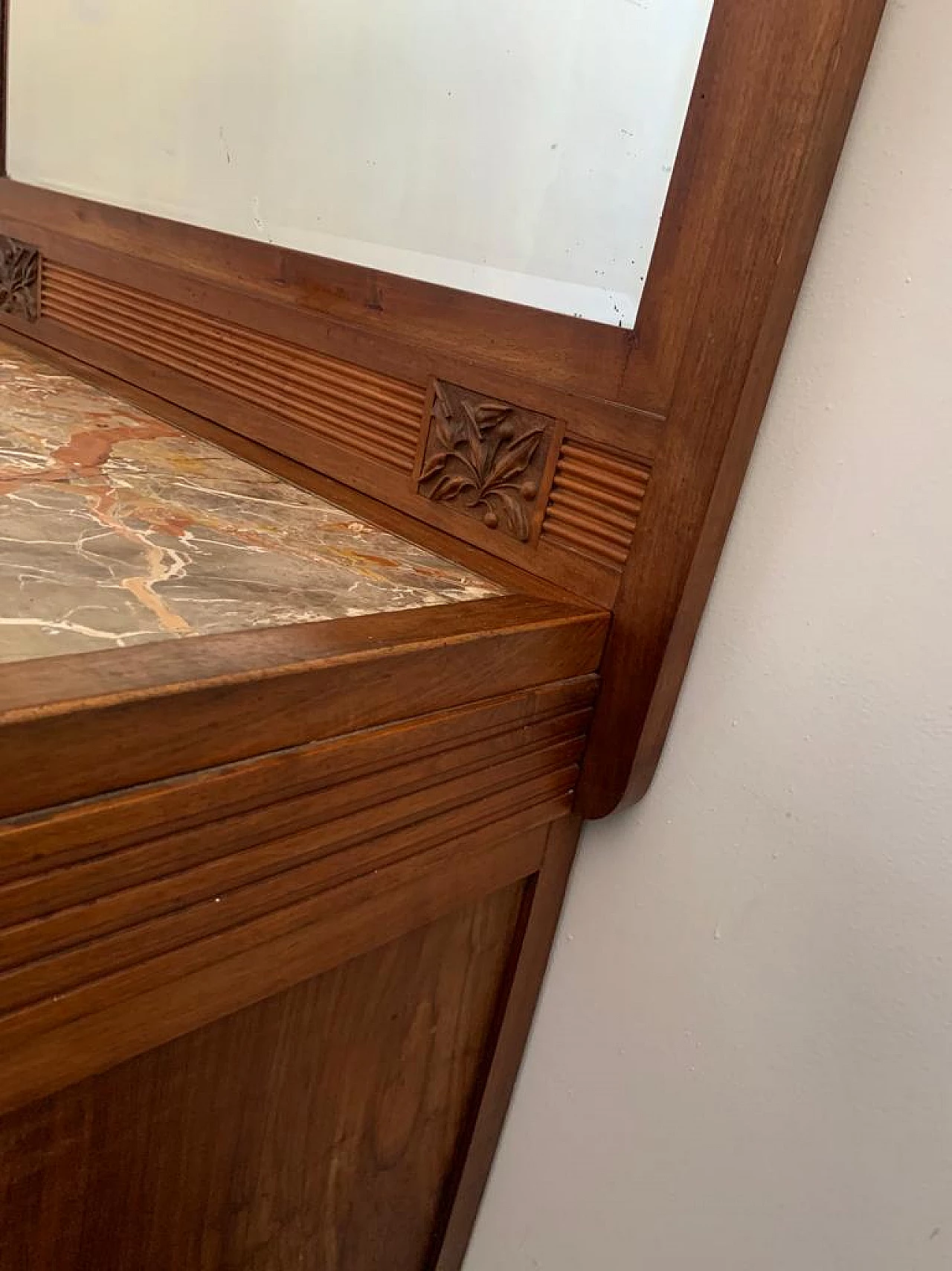 Credenza Art Nouveau con specchio in ciliegio, fine '800 21